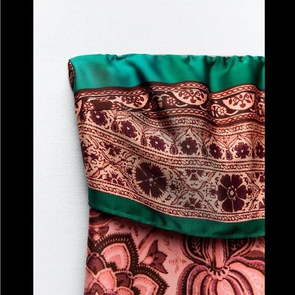 ZARA PRINTED STRAPLESS MIDI DRESS - BRAND NEW WITH TAG. Size XS true to size - Picture 7 of 7